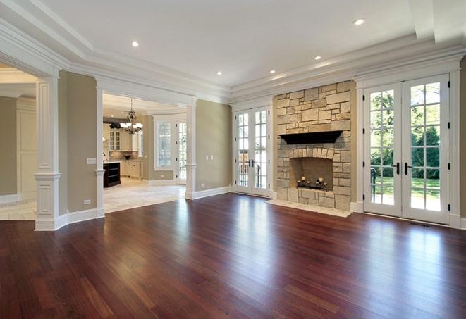 gleaming polished wood flooring in a spacious room