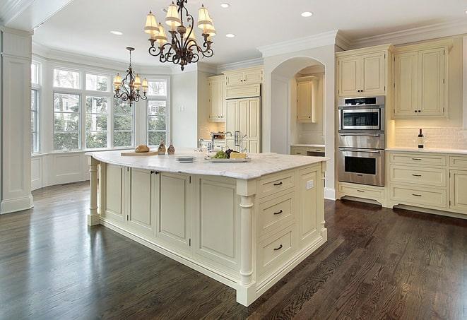 beautiful laminate flooring in a spacious kitchen in Deerfield OH